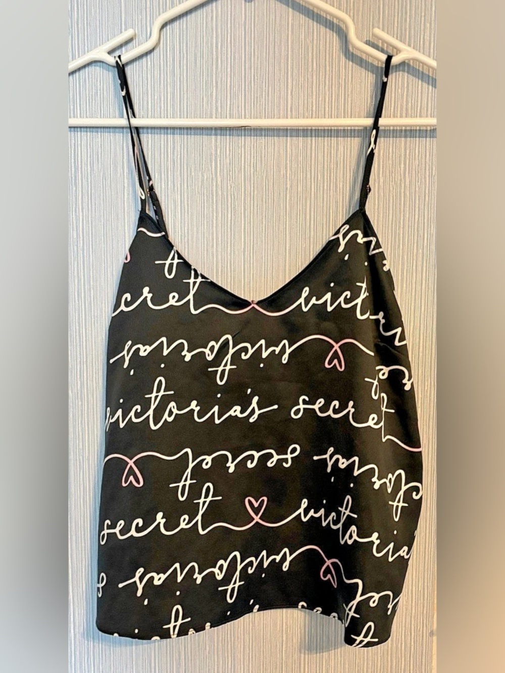 Victoria's Secret Satin Script Logo Cami Black & Pink Size XS